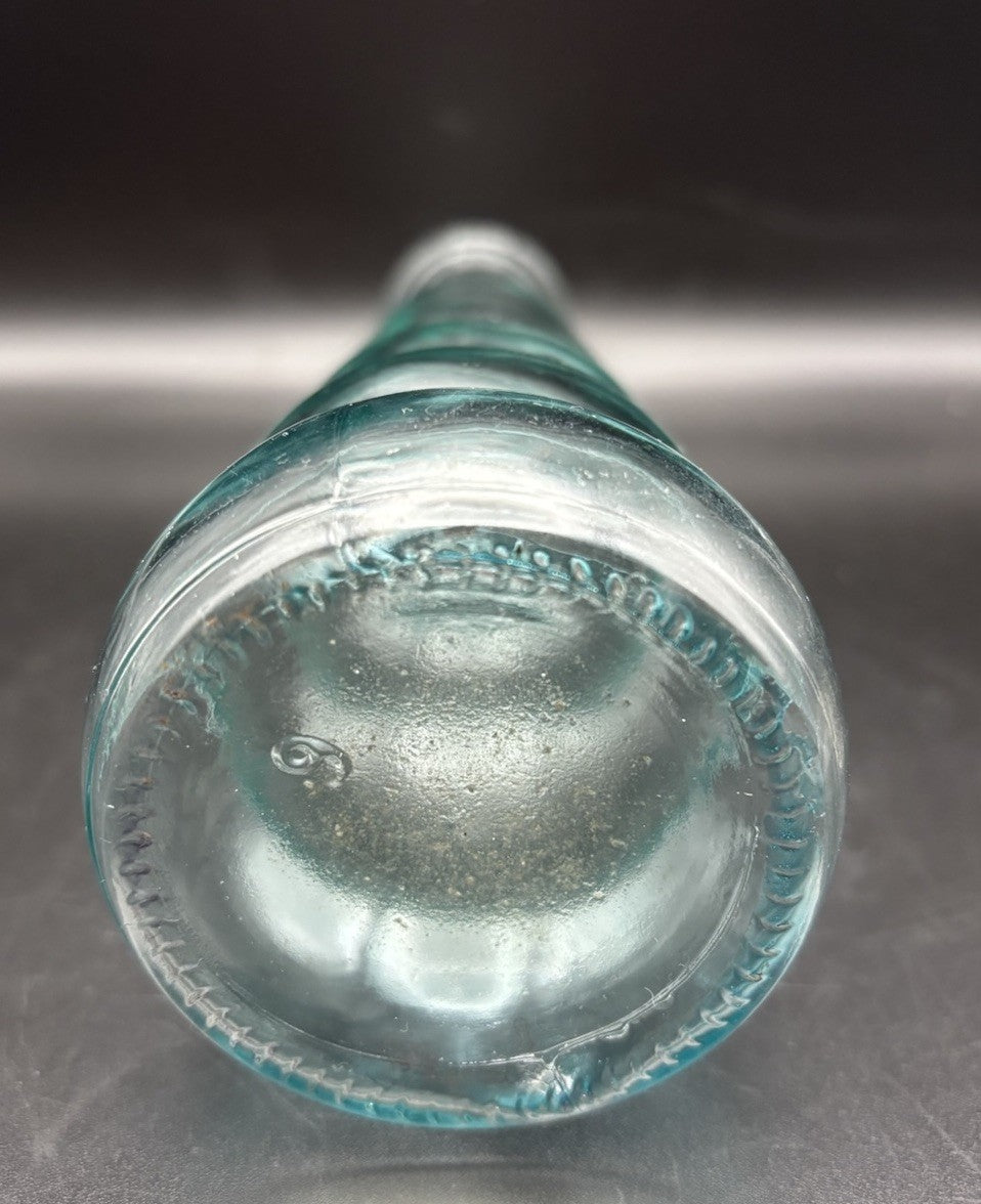 Vintage Aqua Blown Glass Bubble Vase Knopped Mid Century 22cm