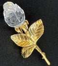 Swarovski Memories Rose Brooch Gold Plated Clear Crystal Vintage 1990s Jewelry