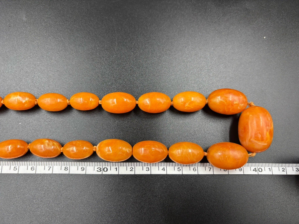 Antique 1930s Art Deco Marbled Phenolic Amber Look Graduated Necklace