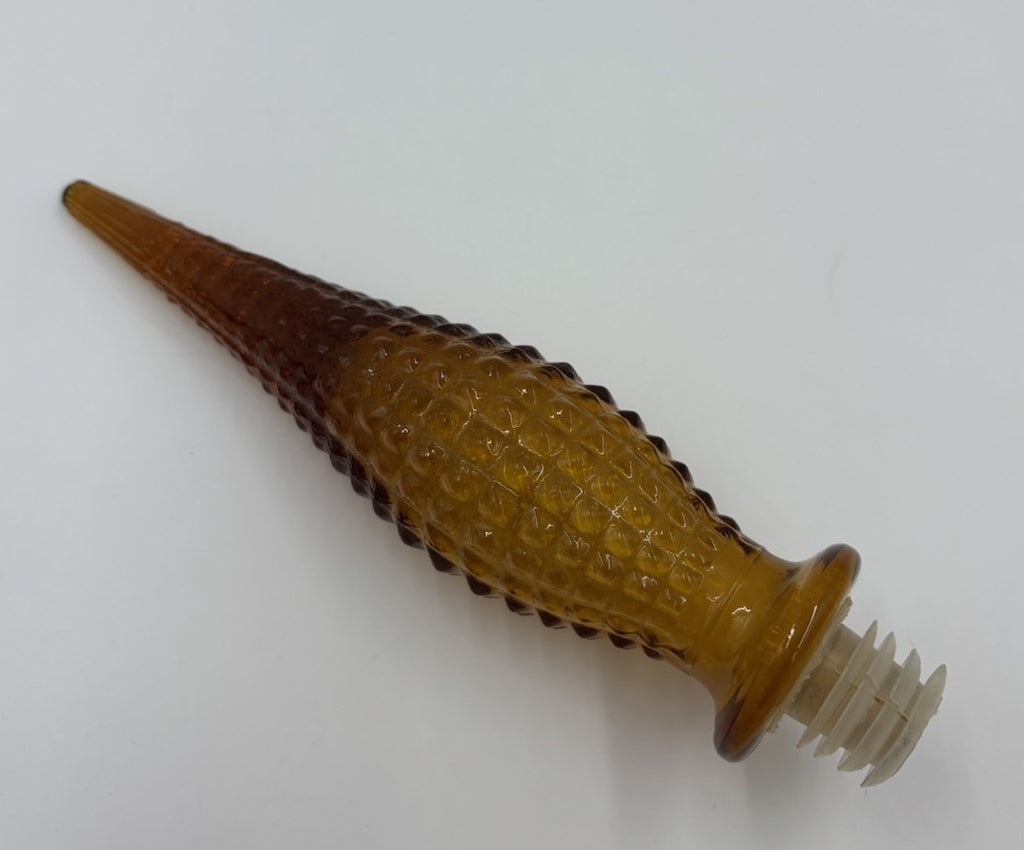Vintage Empoli Amber Glass Decanter Tall Genie Stopper Large Statement Piece