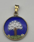 Vintage Murano Millefiori Glass Pendant Tree of Life Design Cobalt Blue 3cm