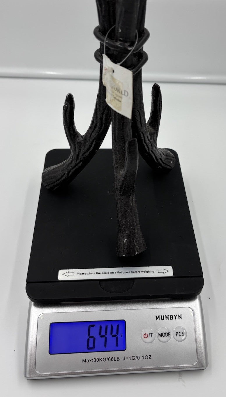 Sculptural Black Cast Aluminium Candle Holders Set Rustic Tree Branch Decor