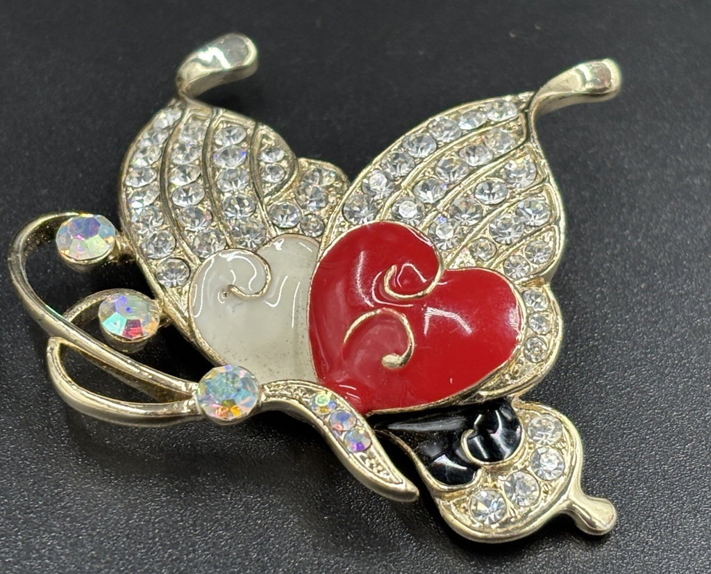 Vintage Brooch Lot 8pcs Mixed Enamel Rhinestone Floral Birds Christmas Jewelry