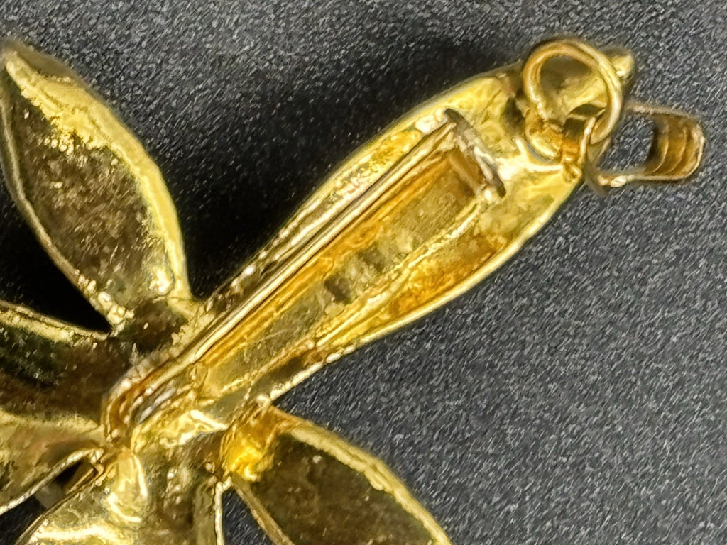 Vtg 22K Gold Plated Orchid Pendant Brooch Lesa Collection Singapore.