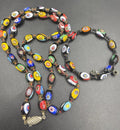 Vintage Murano Millefiori Glass Bead Necklace & Bracelet Set Venetian 1950s