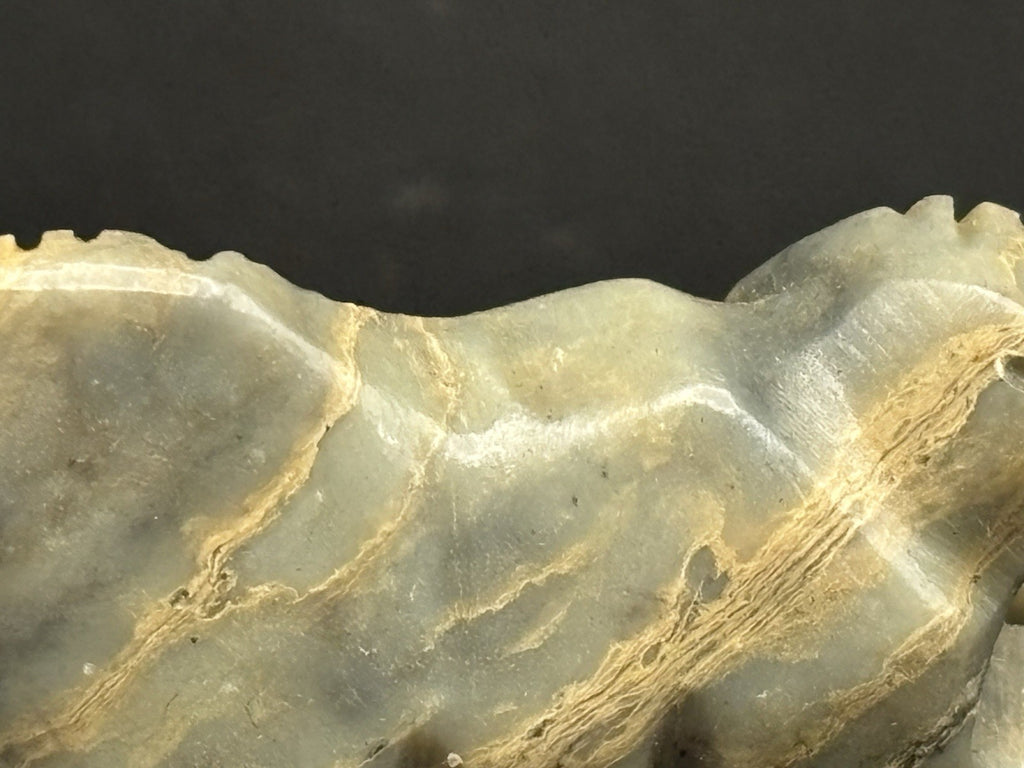 Vintage Hand Carved Onyx Donkey Figurine Banded Stone Animal w Blue Eyes