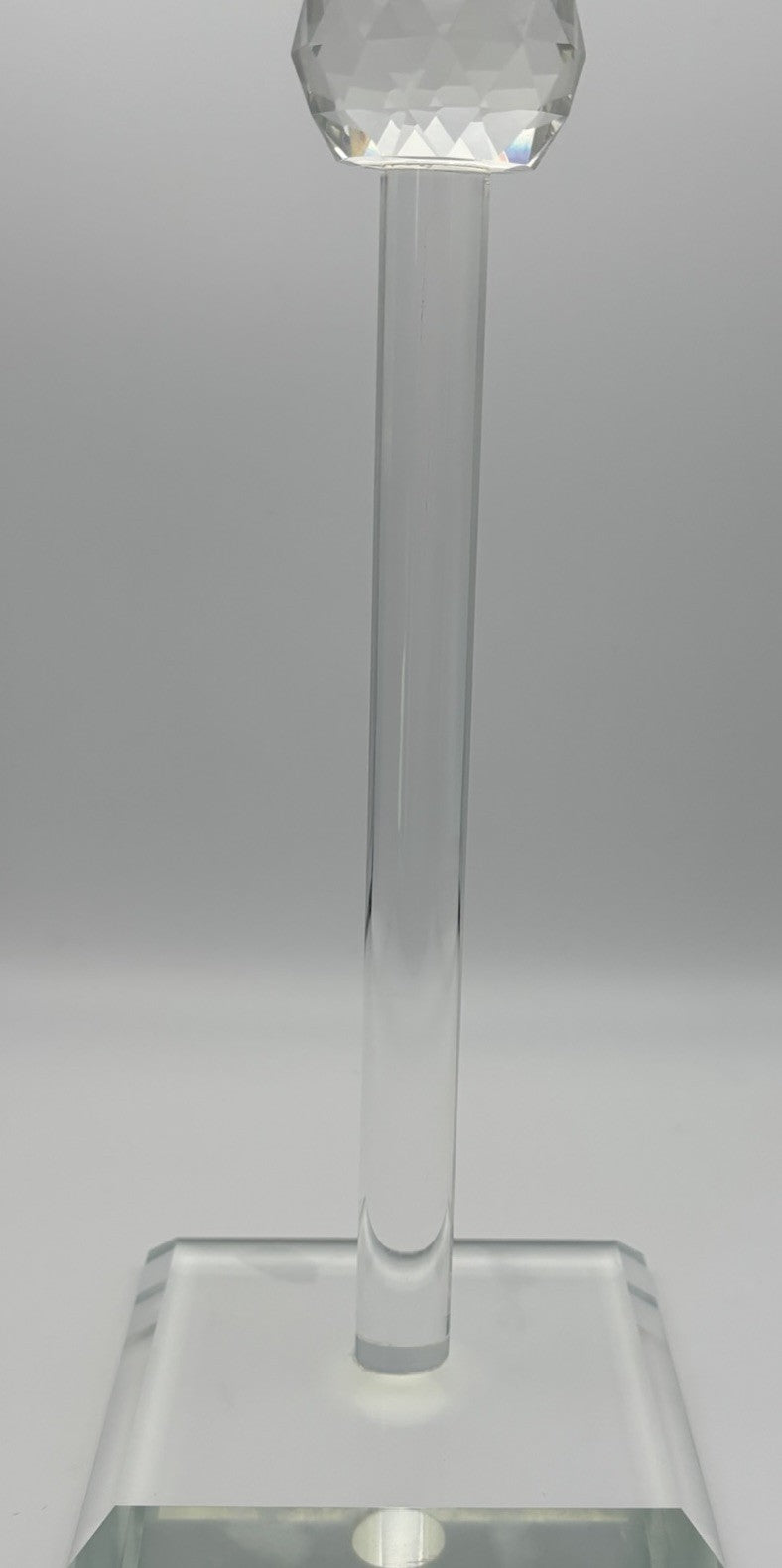 Elegant Faceted Crystal Candlesticks Pair 25cm Sculptural Glass Design