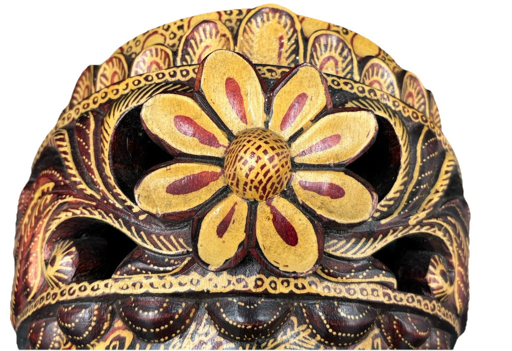 Vintage Balinese Wooden Barong Mask Hand Carved Wall Art