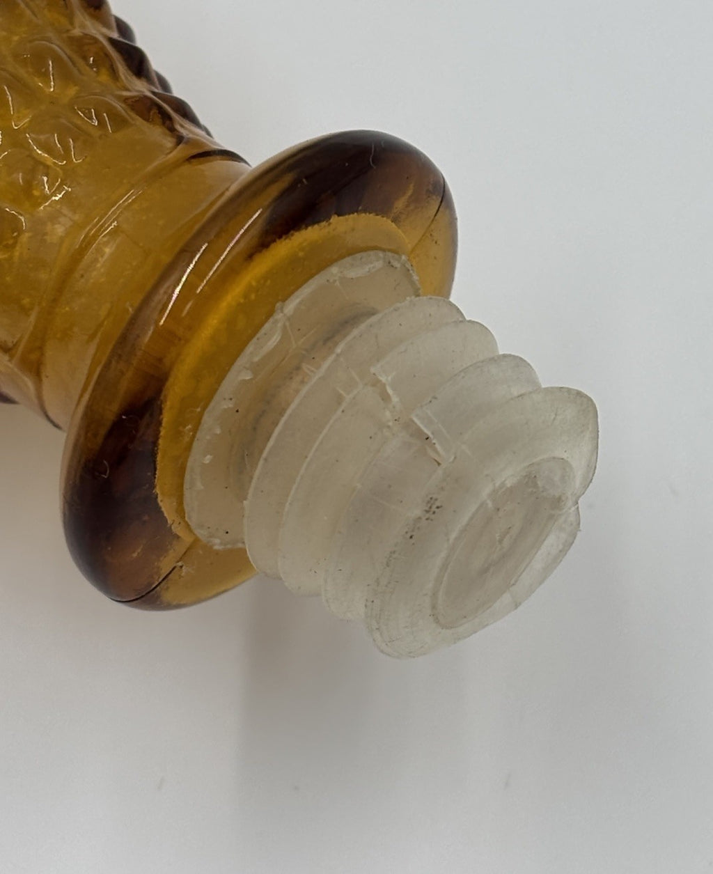 Vintage Empoli Amber Glass Decanter Tall Genie Stopper Large Statement Piece