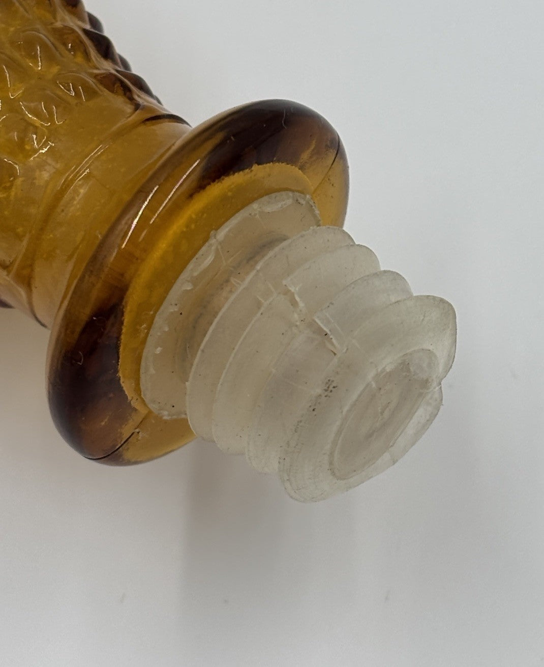 Vintage Empoli Amber Glass Decanter Tall Genie Stopper Large Statement Piece