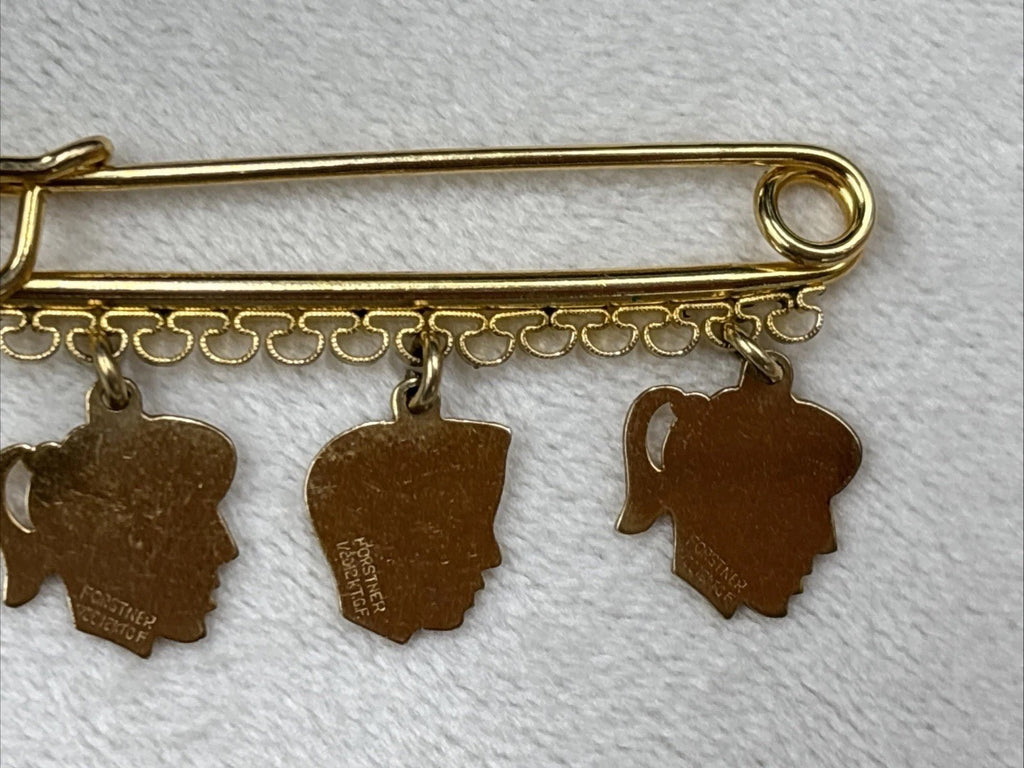 vintage 20/ 12K GF pin Forstner pendant charms silhouette birth heads