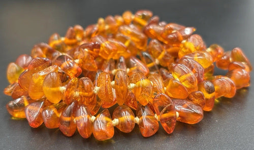 Genuine Baltic amber necklace natural cognac nugget beads tested authentic vintage