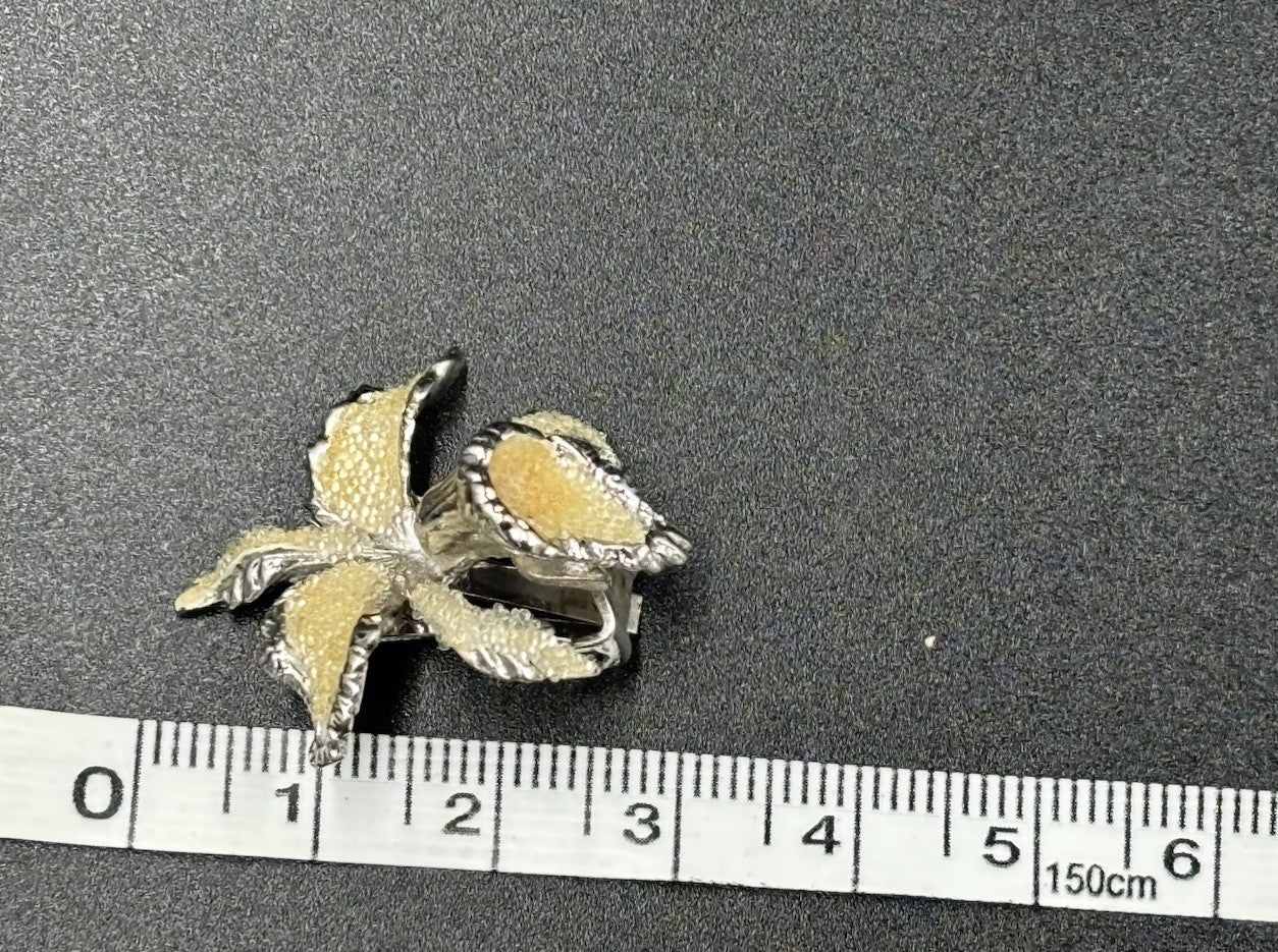 Vtg 1950's Elizabeth Reimer Arcansas Orchid Flower Brooch & Earring Clip On Set
