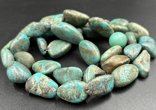 Large Vintage Natural Turquoise Nugget Necklace Chunky Blue Green Gemstones