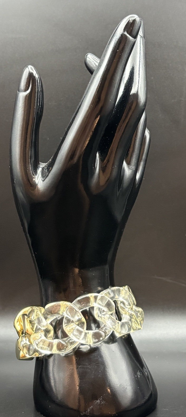 Vitaly Clear Link Chain Bracelet Gold Tone Stainless Steel Boxed 20cm