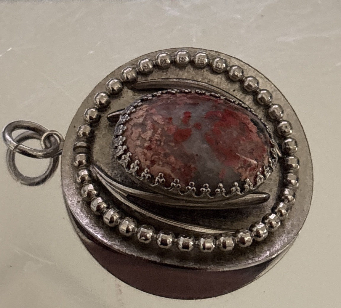 Vintage Natural Jasper Stone Pendant Boho Southwestern Statement Piece