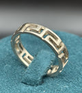 Vintage Sterling Silver Greek Key Band Ring Size Q 1/2