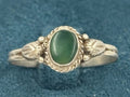 Rare Vintage 925 Silver Green Chalcedony Ring Handmade 1960s Jewellery