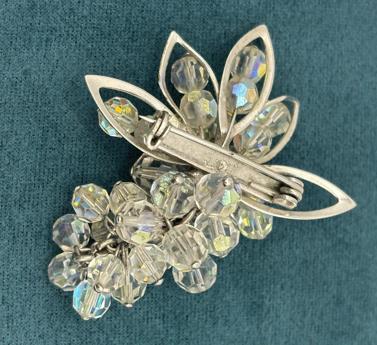 Vintage Aurora Borealis Crystal Parure Necklace Earrings Brooch Set 1950s