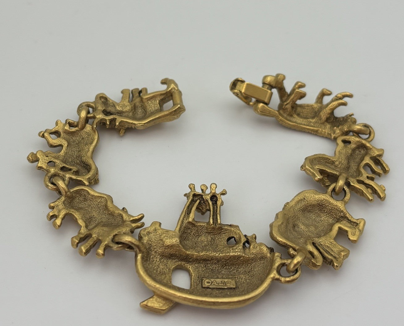 Vintage AJC Noah’s Ark Bracelet Gold Plated Two by Two Animal Jewelry