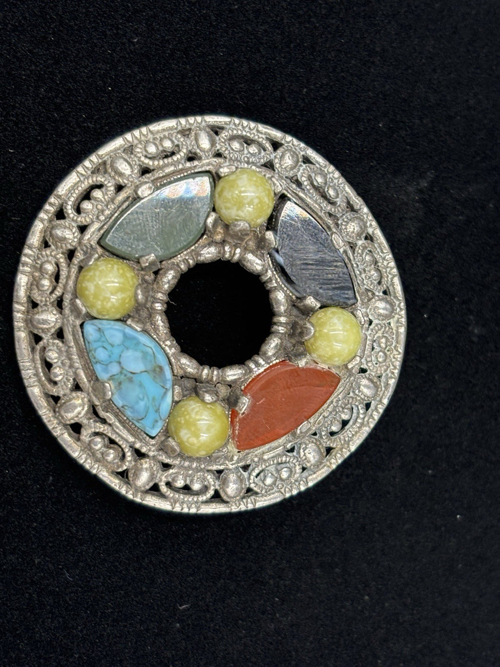 Vintage Miracle Celtic ScottishColourful Gem Stone BroochPendant