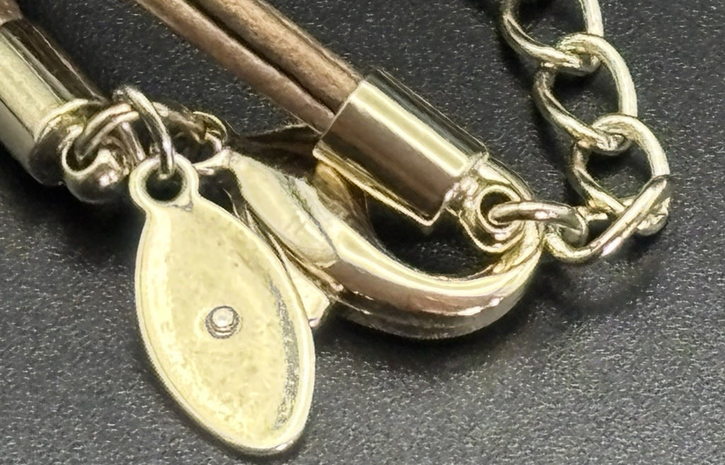 Chico’s Gold Tone Sculptural Bead Leather Cord Necklace Statement