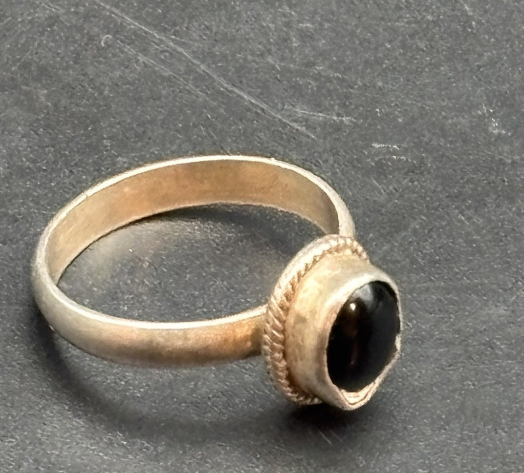 Vintage Sterling Silver Black Onyx Ring Size O 7.25