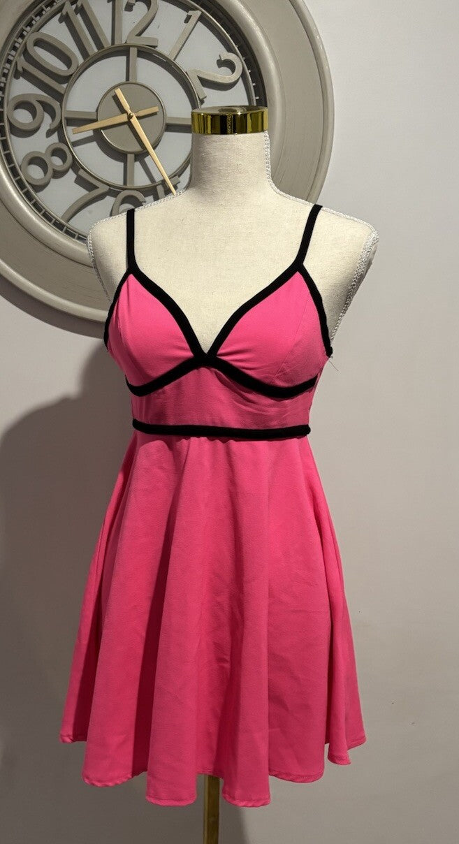 Ava & Ever Pink Black Mini Dress Party Cocktail Beachwear Size 6 XS