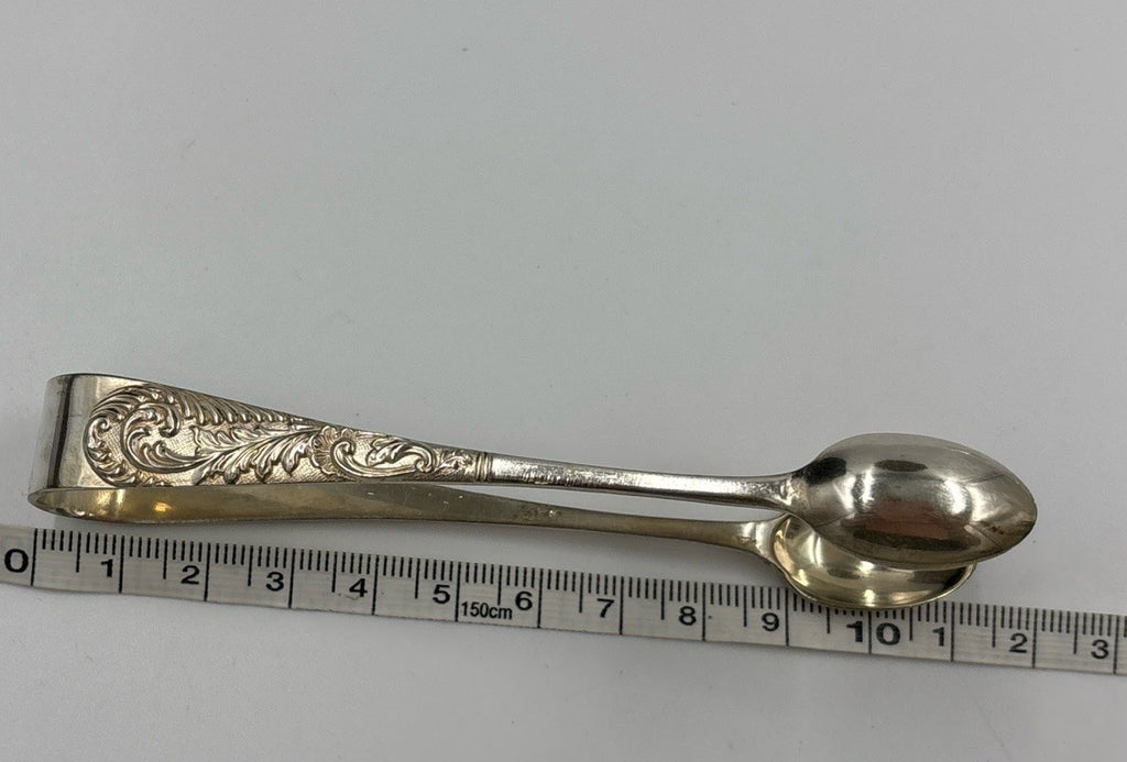 Vintage EPNS Silver Teaspoon Set with Sugar Tongs in Box Ornate Scroll Design