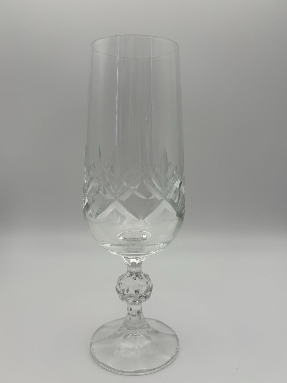 Vintage Cut Crystal Ball Stem Champagne Flutes Set of 3 Glassware