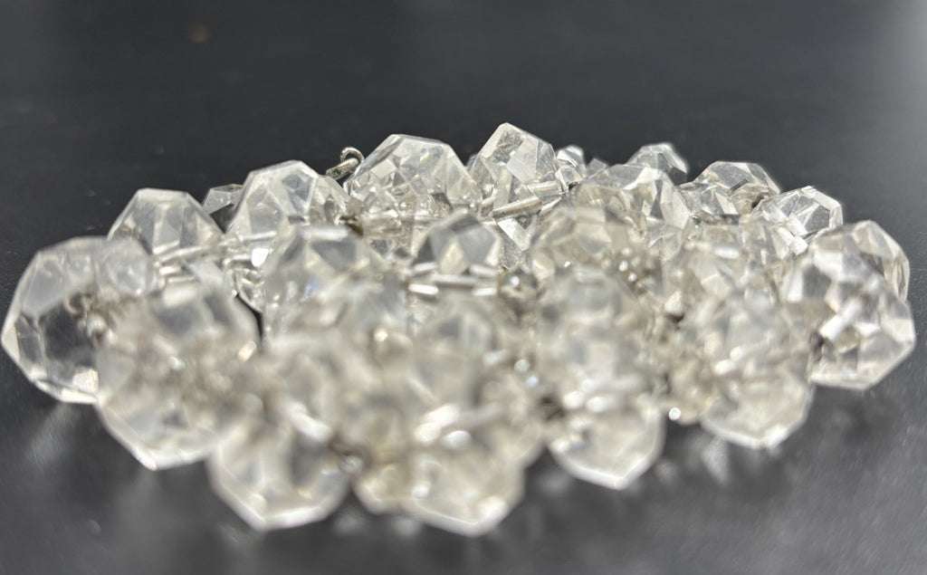 Antique Rock Crystal Quartz Necklace Faceted Beads & Sterling Silver Art Deco