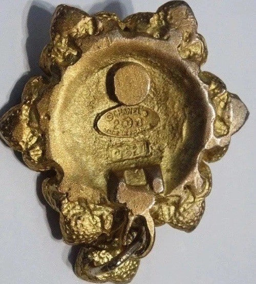 CHANEL Camellia Brooch Pendant Gripoix Glass 1980s Couture Rare