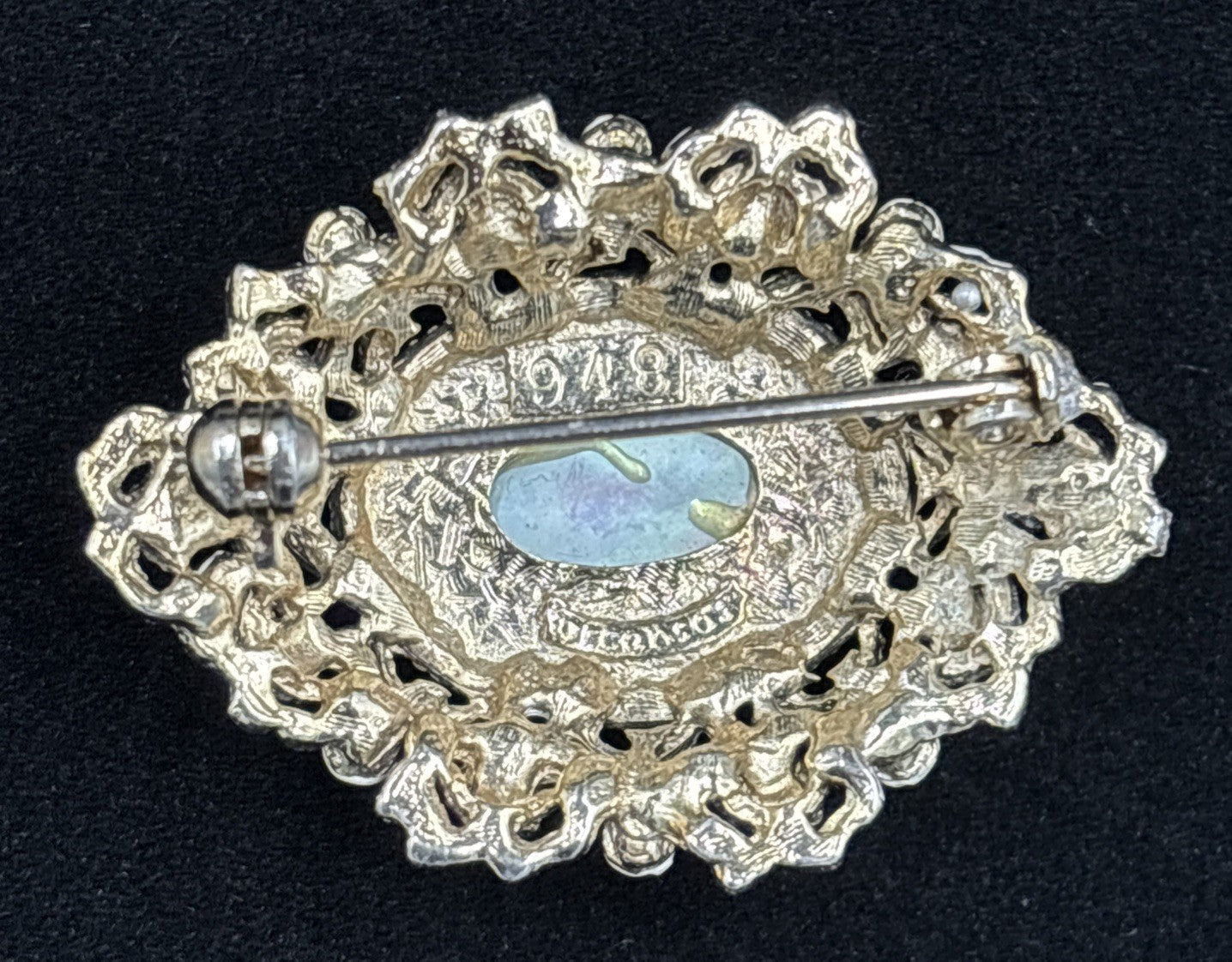 Vintage Elizabeth Reimer Arcansas Rhinestones Cameo Brooch Jewelry