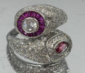 Vintage Style Stamped S925 Silver Ruby CZ Pavé Cocktail Ring US 9¼