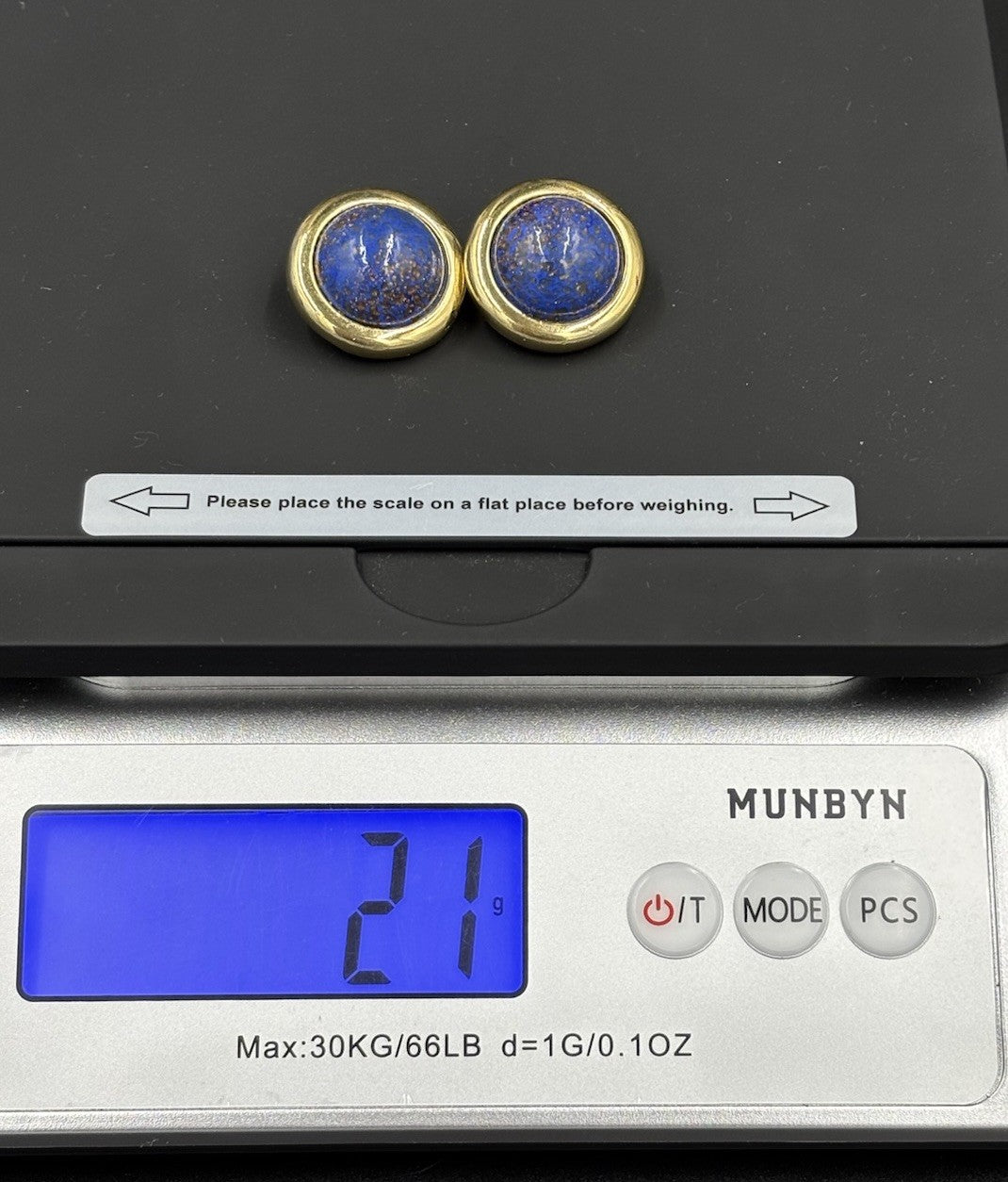 Elegant Vintage DAVID GRAU PARIS Clip-on Earrings - Blue & Gold