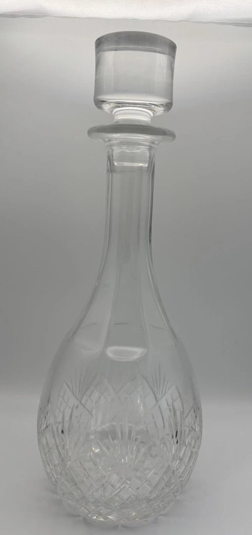 Vintage 1950s Cut Lead Crystal Decanter Heavy Lismore Style Whiskey Brandy Wine