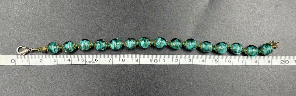 Murano Glass Bracelet Green Gold Handmade Venice Italy