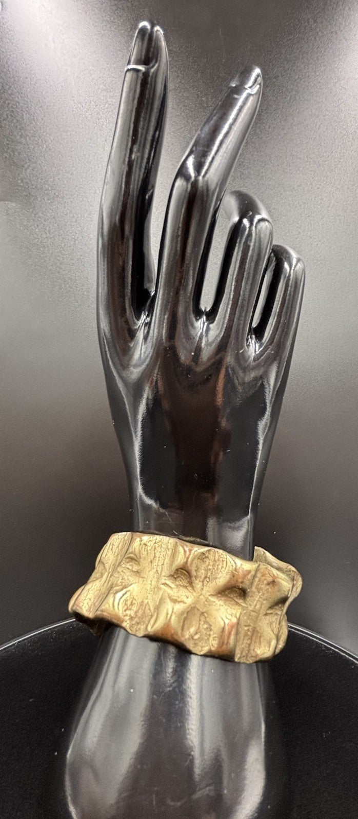 Vintage Brutalist Bronze Cuff Bracelet Sculptural Modernist Studio Artisan