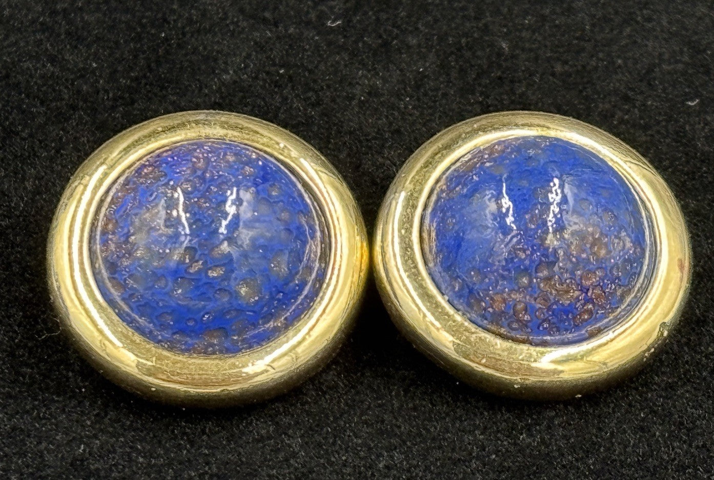 Elegant Vintage DAVID GRAU PARIS Clip-on Earrings - Blue & Gold