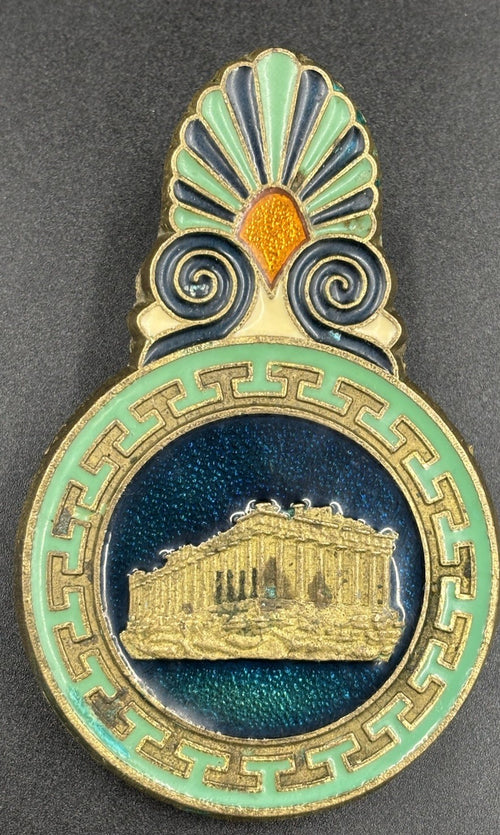 Antique Greek Bronze Enamel Paper Money Clip Paper Note Spring Clip