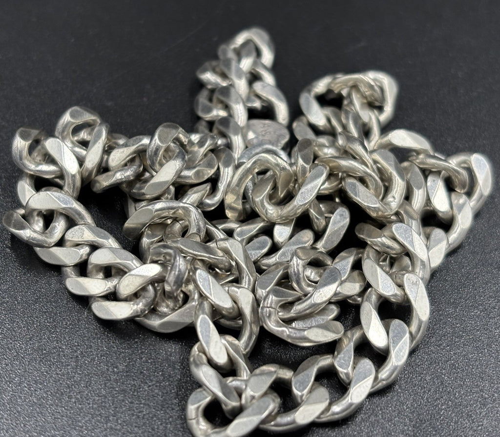 Vintage Italian Sterling Silver Curb Chain 7.1mm Necklace 51g Heavy 925 Italy