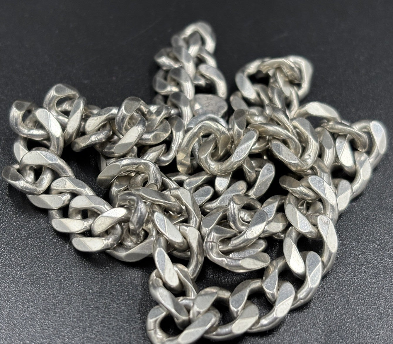 Vintage Italian Sterling Silver Curb Chain 7.1mm Necklace 51g Heavy 925 Italy