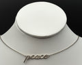 Sterling Silver 925 Peace Necklace Minimalist Script Pendant Chain