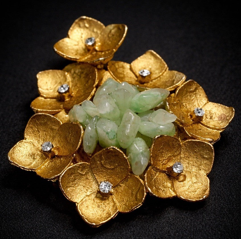 CHANEL Camellia Brooch Pendant Gripoix Glass 1980s Couture Rare