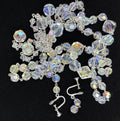 Vintage 1950s Aurora Borealis Crystal Necklace & Earrings Set Tassel Drop
