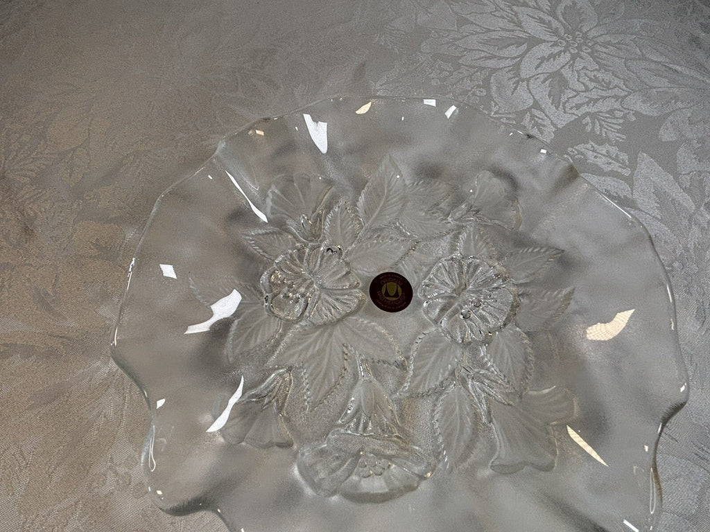 Vintage Walther Glass Mikasa Germany Flower Serving Bowl Candy Dish
