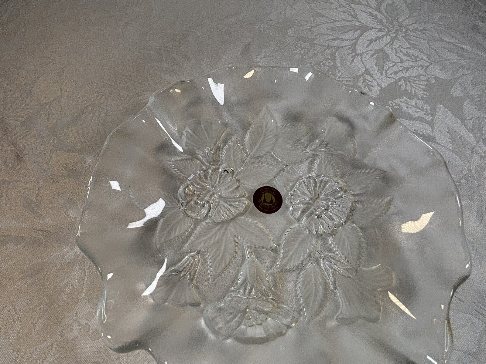 Vintage Walther Glass Mikasa Germany Flower Serving Bowl Candy Dish