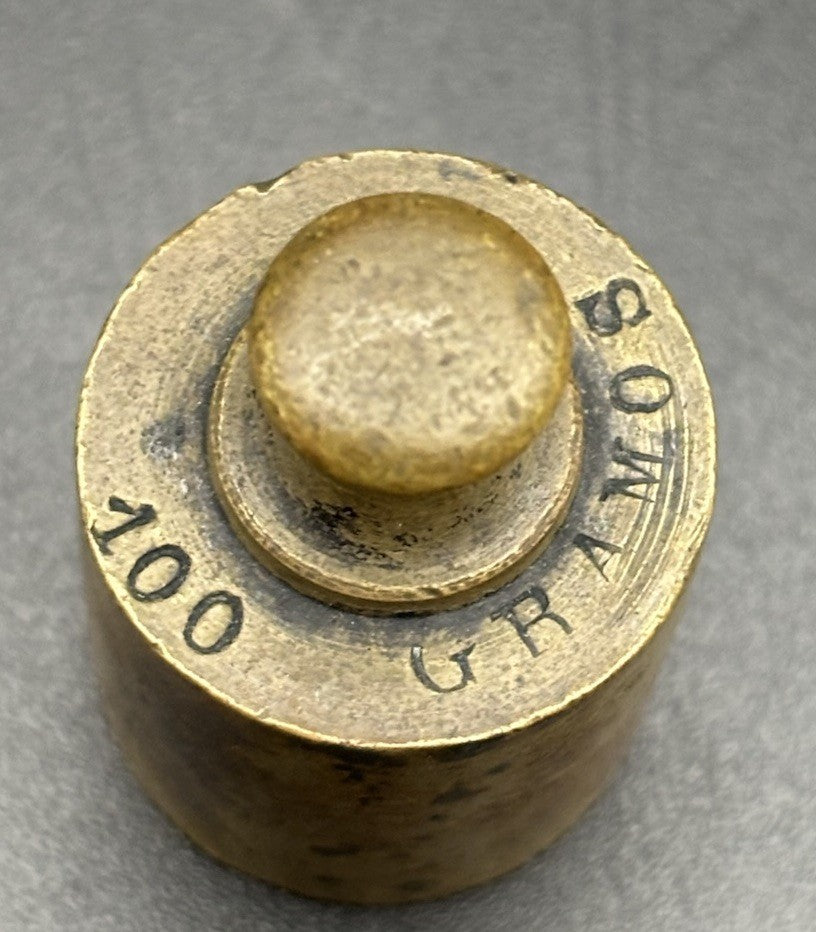 Vintage 100 Gramos Brass Calibration Weight Scale Balance Test Weight
