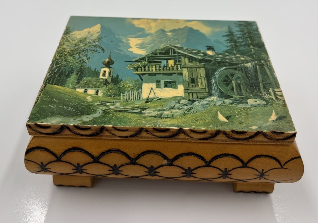 Vintage Swiss Reuge Love Story Music Jewellery Box. Signed Si.aniona.a. Wooden