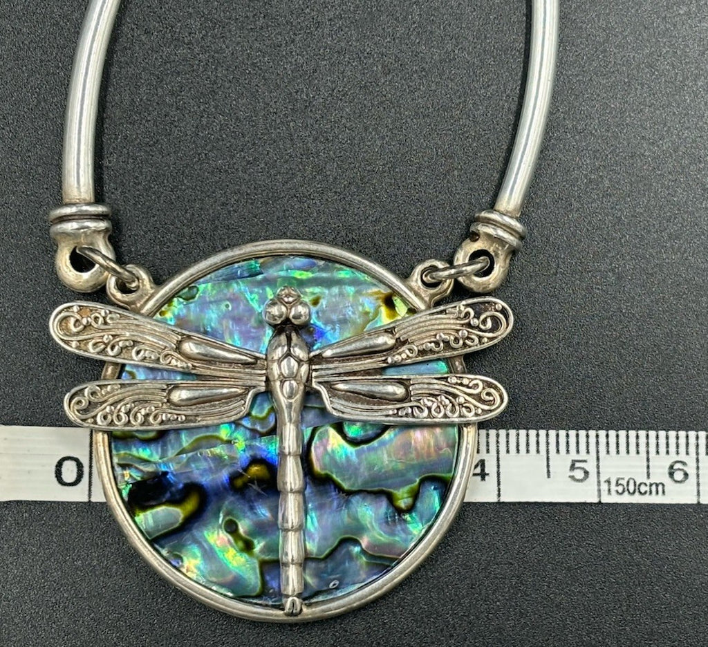 Vintage Abalone Dragonfly Necklace Calypso Flash Australian Made Jewelry